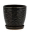 7.25" Black Wave Pot with Saucer