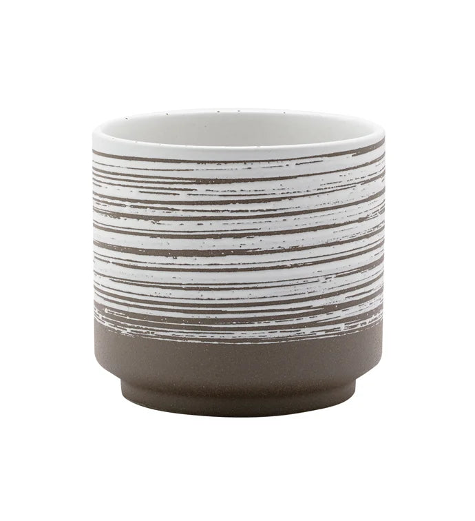 5" Brown/White Stripe Planter