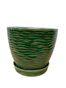 6" Green/Rust/Ocher Laser Pot