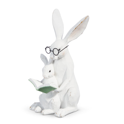 11" Story Time Bunny in Glasses Figurine