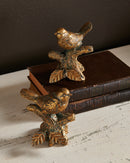 4" Antique Gold Bird on Branch Resin Figurine