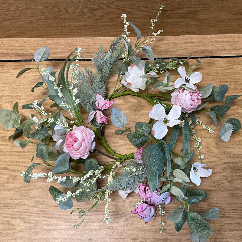 16" Dogwood Berry and Butterfly Mix Wreath