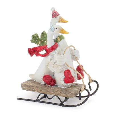 5.25" Christmas Geese on Sled Figurine