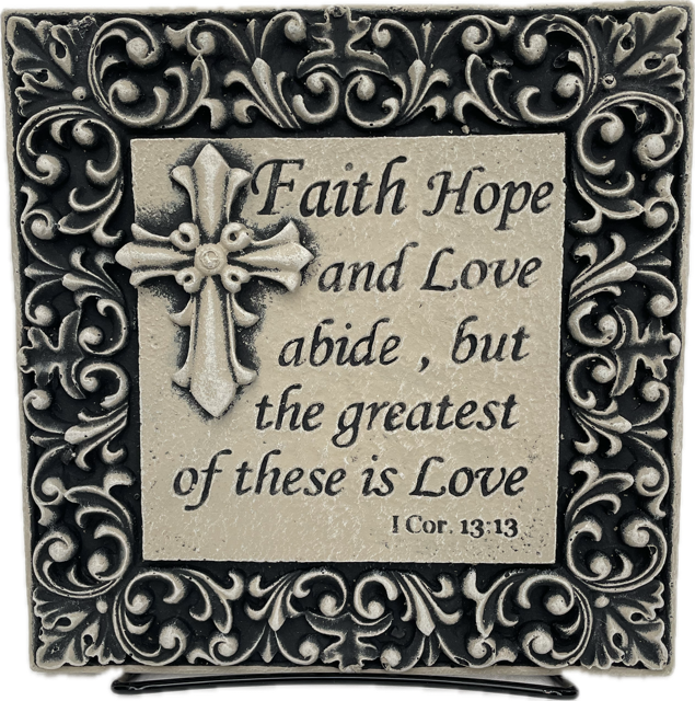 "Faith, Hope, Love" Small Stone Plaque