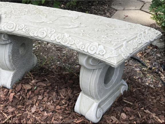 Swallowtail Ornate Stone Bench